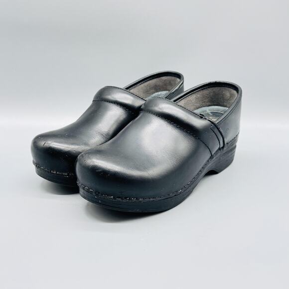 Dansko Shoes Women 6 Black Leather XP Professional Nursing Clogs Slip On Comfort - Picture 4 of 12